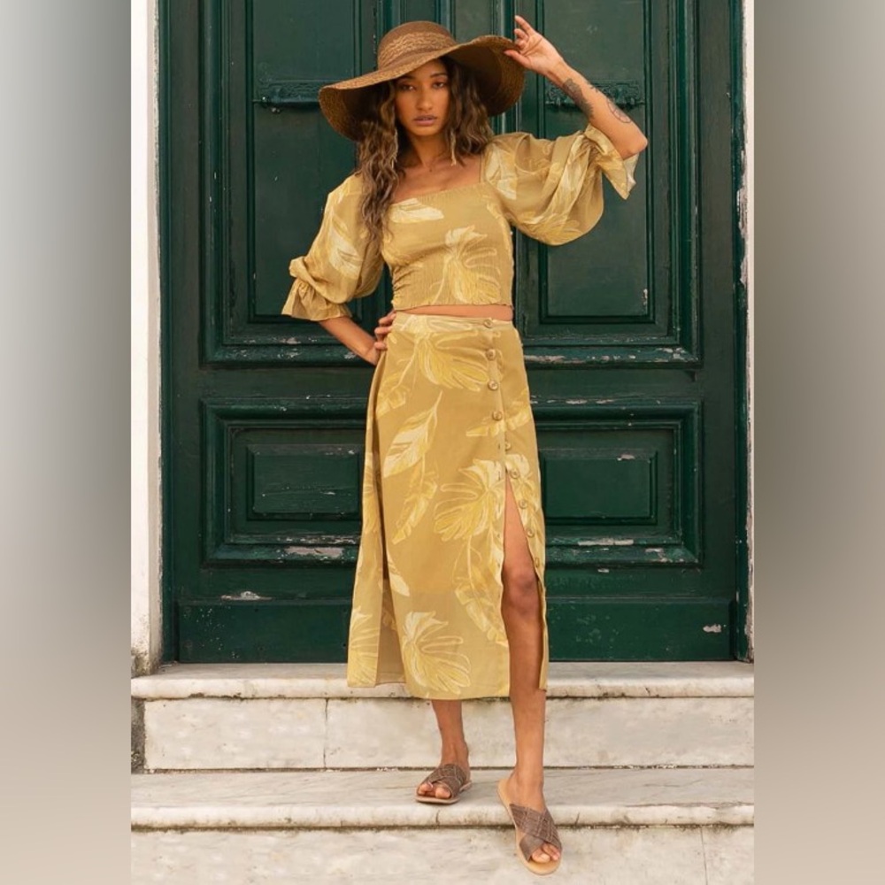 Joyfolie Rehanne Skirt and Top set Honey Palm NWT Size M